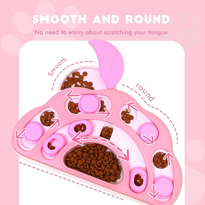 Pet Puzzle Dispensing Slow Feeder Cat Puzzle Toys for IQ Training & Mental Enrichment, Interactive Toys for Small Medium Cats and Dog, Puppy Treat for Fun Feeding Toy (Pink Clouds Shape)