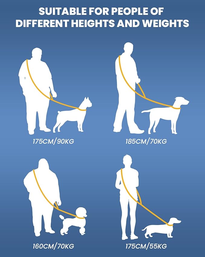 Reinforced Crossbody Dog Leash, 4–6ft Adjustable Multifunction Leash with Dual Padded Handles, Durable Nylon Lead Featuring Solid Metal Clips for Daily City & Park Walking