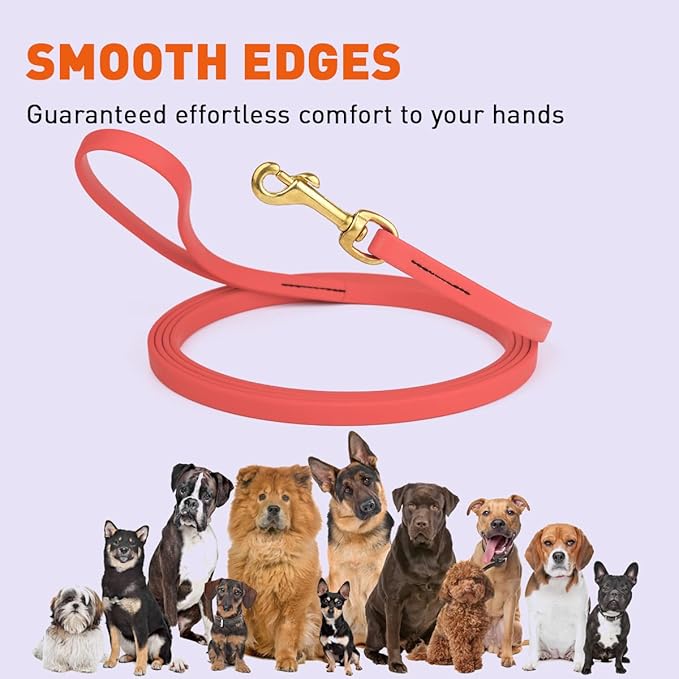 Viper K9 Biothane Working Dog Leash Waterproof Lead for Tracking Training Schutzhund Dog Sport & Search - Odor-Proof Long Line with Solid Brass Snap for Puppy Medium and Large 1/2" x 20ft Coral