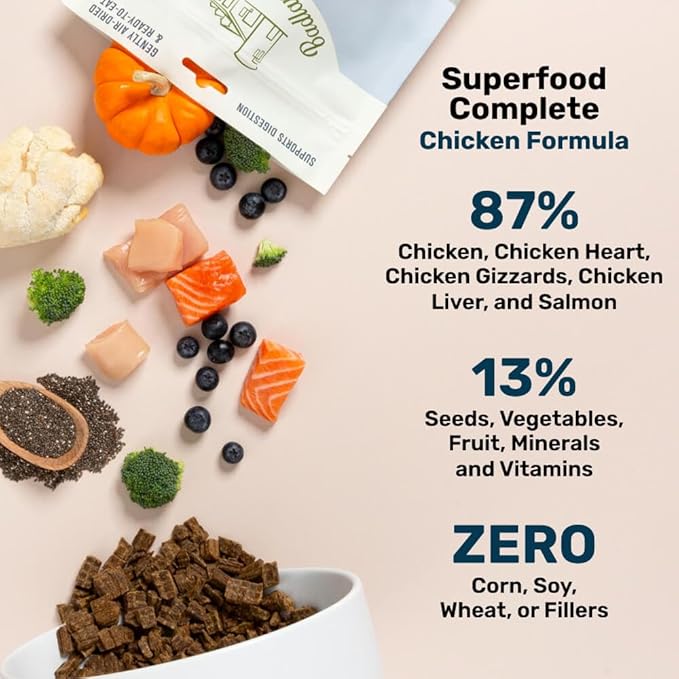 BADLANDS RANCH by Katherine Heigl – Superfood Complete Air-Dried Chicken Dog Food – High Protein with Superfoods for Daily Wellness & Consistent Nutrition – 24 oz (Pack of 4)
