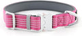 Plutus Pet Reflective Dog Collar with Aviation Aluminum Buckle, Neoprene Padded for Comfort, Lightweight, Heavy Duty Nylon Collar for Puppy Small Medium Large Dogs (Pink, L)