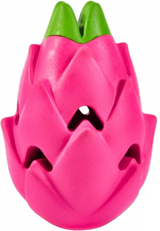 AUSCAT Dog Treat Dispensing Toys, Dispensing Puzzle Dog Toy, Rubber Dog Treat Dispenser, Interactive Stimulation Dog Food Toys, Pitaya Shape