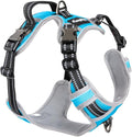 DogTraxs - Step-in Dog Harness - for Extra Large Dogs - Soft Padding & Reflective Trim - Adjustable No Pull Through Design - Control Handle - Top & Front Clip Durable - Sky Blue