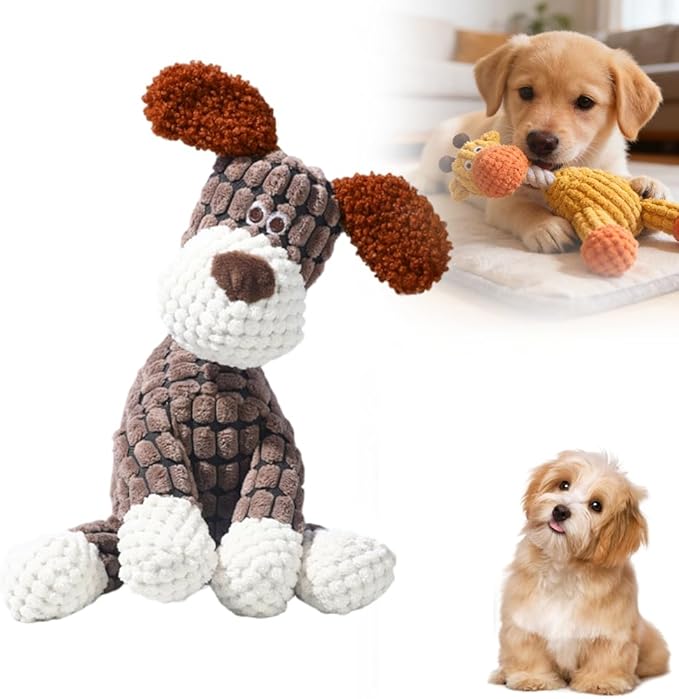 Dog Toys for Aggressive Chewers, 2026 New Durable Indestructible Dog Toy, Squeaky Interactive Puppy Toys for Small Medium Large Pets Cats Dogs to Keep Them Busy (A-Brown)