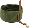 Canvas Dog Bowl, Travel Dog Food & Water Bowl, Pet Dish, Waxed Canvas(Green)