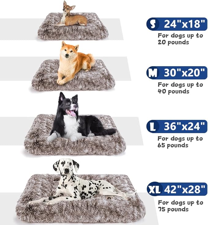 ULIGOTA Dog Bed Crate Pad Plush Soft Dog Crate Bed for Medium Dogs and Cats Washable Anti-Slip Kennel Crate Mats for Sleeping and Anti Anxiety M