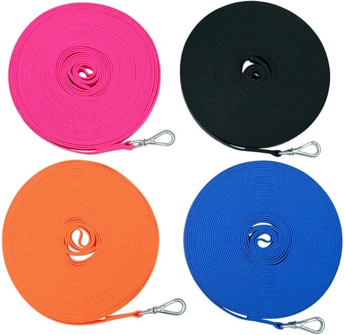 Waterproof Dog Training Leash 50FT 30FT 15FT 10FT 5FT Heavy Duty Recall Long Lead for Large Medium Small Dogs (15FT, Pink)