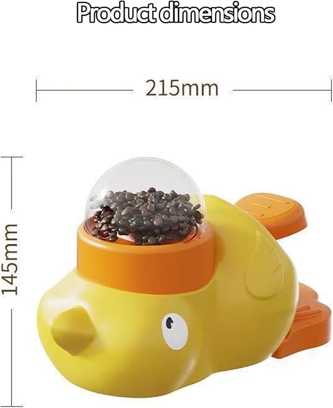 2-in-1 Interactive Dog Puzzle Toy & Slow Feeder - Duck-Shaped Treat Dispenser, Press Tail to Rotate & Release Snacks, Food-Grade ABS, Washable for Small/Medium Dogs & Cats,White