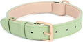 WHIPPY Leather Dog Collar for Small Medium Large Dog Adjustable Soft Breathable Leather Padded Puppy Collar with Alloy Buckle Heavy Duty Waterproof Classic Dog Pet Collar,Green,M