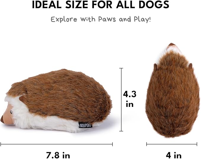 CHEWFFON Hedgehog Stuffed Dog Toy, Squeaky Dog Toy, Plush Pet Toys for Aggressive Chewers, Interactive Chew Puppy Toys for Small Medium and Large Dogs