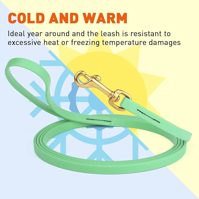Viper K9 Biothane Working Dog Leash Waterproof Lead for Tracking Training Schutzhund Dog Sport & Search - Odor-Proof Long Line with Solid Brass Snap for Puppy Medium Large 1/2" x 10ft Sea Foam Green