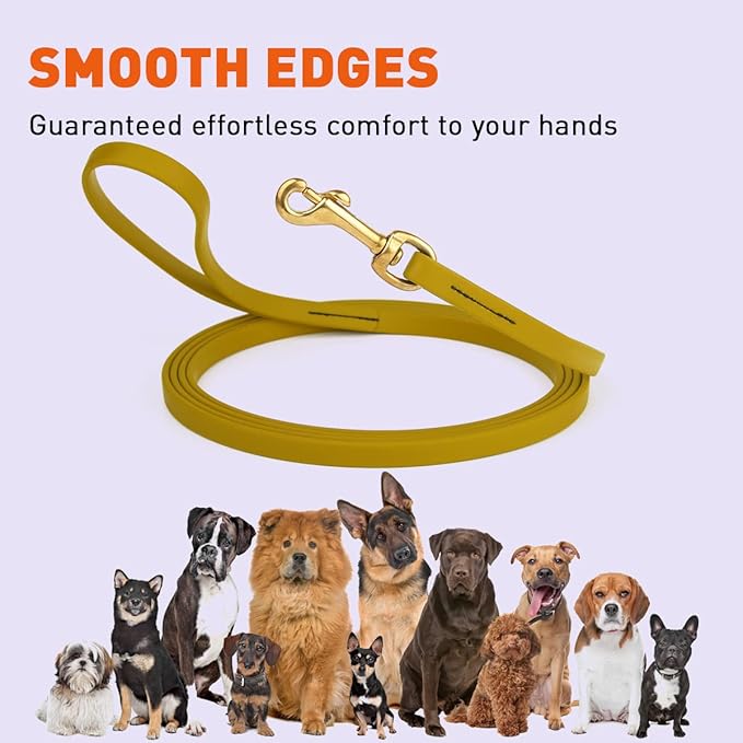 Viper K9 Biothane Working Dog Leash Waterproof Lead for Tracking Training Schutzhund Dog Sport & Search - Odor-Proof Long Line with Solid Brass Snap for Puppy Medium Large 1/2" x 15ft Treasure Gold