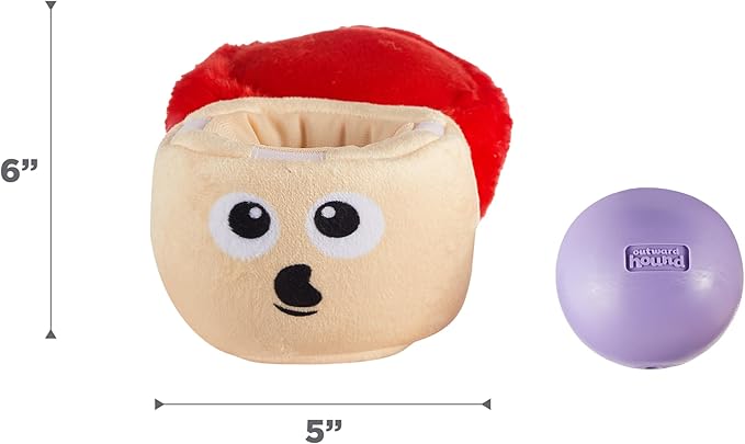 Outward Hound by Nina Ottosson Snack Palz Interactive Plush Dog Puzzle with Treat Ball, Mushroom, Multicolored