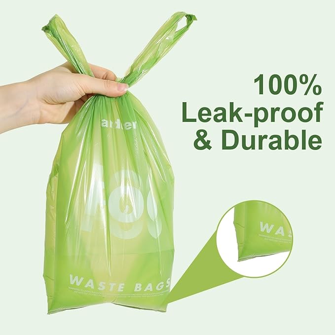 Dog Poop Bags with Handles 4 Rolls, 48 Counts Pine Scented Dog Waste Bags with Dispenser, Leak Proof and Extra Thick, Easy-Tie Pet Poop Bags with Holder for Dogs, Puppies, Cats, Kitten