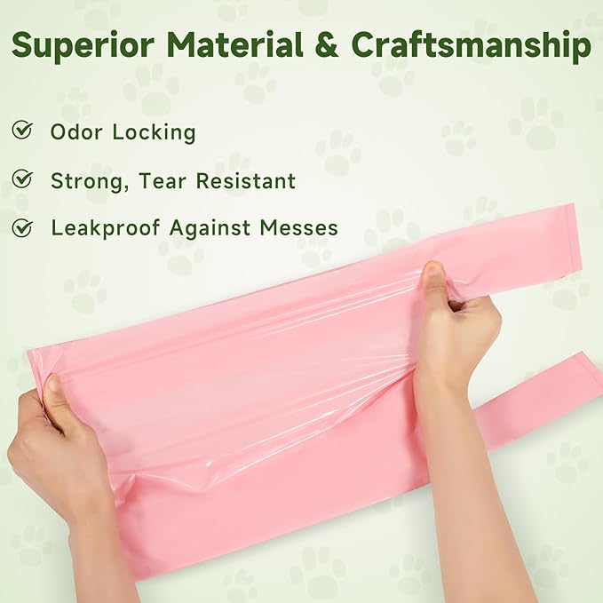 Odor-Sealing Dog Poop Bags with Handles 100 Count Pet Waste Bags, Large Capacity & Unscented Poop Bags for Dogs or Cat Litter, Conceals Smell & Mess (White)
