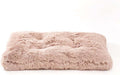 Gusseted Essential Dog Mat, Plush Pet Bed - Deluxe Sleeping Mat for Puppies & Small Dogs - Fluffy, Recycled Fiber Filling, Machine Washable, Fits in Crate (Shaggy Tan, Small)