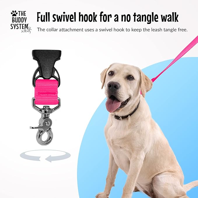 The Buddy System Hands Free Dog Leash, Adjustable Leash for Running, Jogging, Training and Service Dogs, Great for Small, Medium and Large Dogs, Made in USA (Pink, X-Large Belt (33"- 60" Waist))