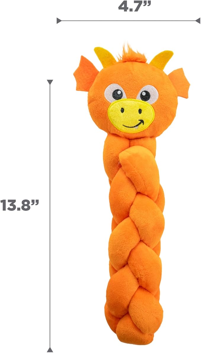 Outward Hound by Nina Ottosson Twistiez Interactive Plush Dog Treat Puzzle, Dragon, Orange