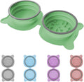 Dog Bowls Pet Collapsible Slow Feeder Outdoor, Dog Travel Bowls Portable Foldable Cat Water Dish for Pets Walking Parking Camping (Green(Two Bowl Slow Feeder))
