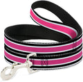 Dog Leash Stripes White Black White Pink 6 Feet Long 1.0 Inch Wide
