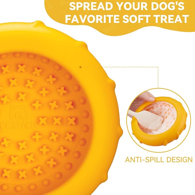 Dog Lick Bowl, Bestalk Wobbly Freeze Bowl Enrichment Feeder for Dogs, Anxiety Relief Lick Mat Puzzle Toy for Distraction, BPA Free Silicone, Dishwasher Safe(Orange,L)