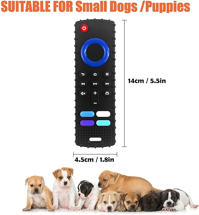 Remote Control Shaped Puppy Teething Toy, BPA-Free Chew Toy for Small Puppies, Relieve Teething Pain & Reduce Boredom (Black)
