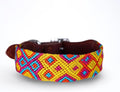 Eternia Premium Leather Dog Collar - Adjustable Handcrafted Collar for Small to Large Dogs (Yellow/Red, M)