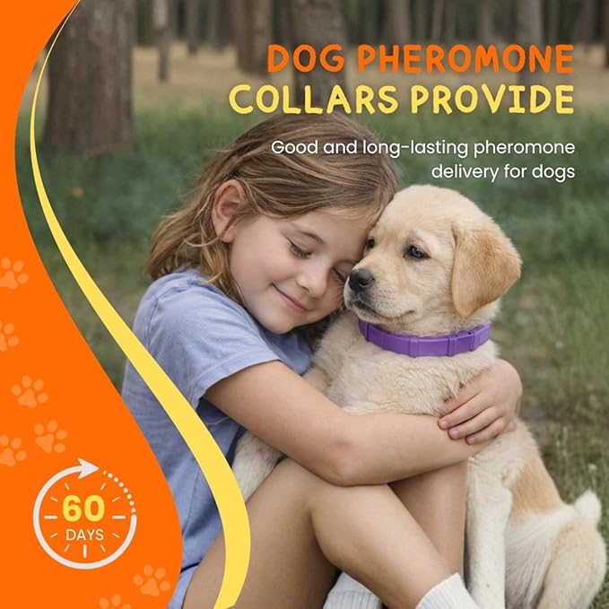 Calming Collar for Dogs, Dog Calming Collar, Pheromones for Dogs, Separation Anxiety Relief for Dogs, Anti Anxiety for Dogs, Pet Anxiety Relief, Dog Calming Pheromones (Purple)