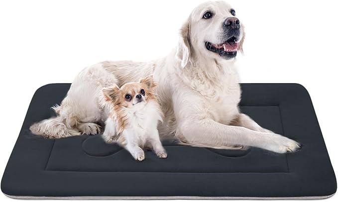 JoicyCo Extra Large Dog Bed Soft Dog Crate Pad Mat, 48 in Non-Slip Bottom Washable Dog Sleeping Mattress Pet Beds Cat Bed Kennel Pad, Dark Gray