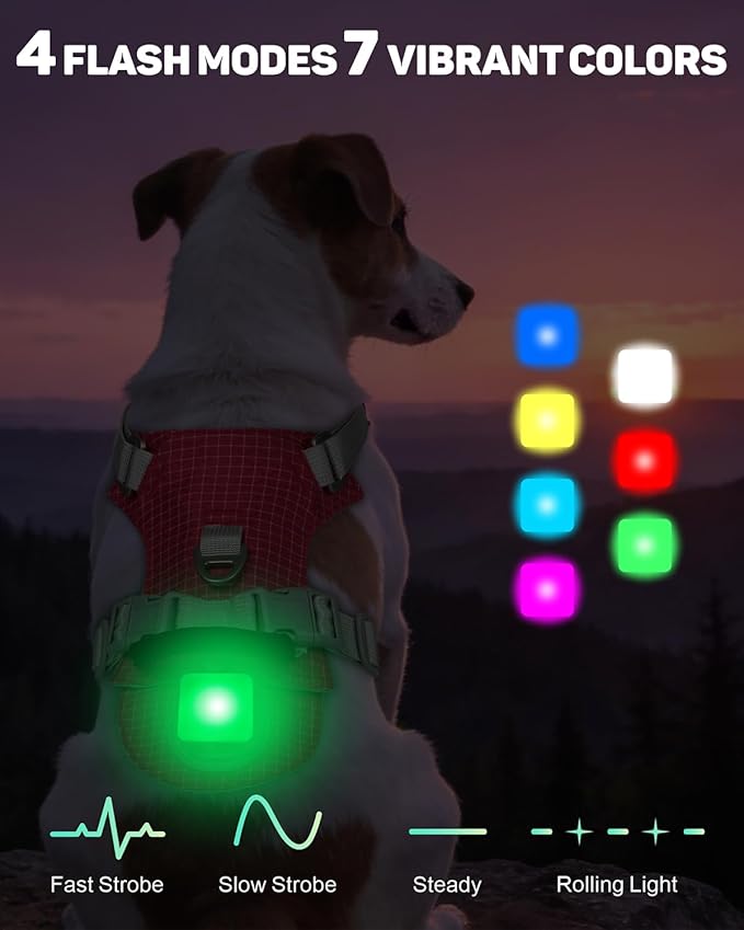 TagME No Pull Dog Harness with 2 Leash Clips,Lightweight & Visible for All-Day Walking,No Choke Pet Vest Includes AirTag Holder for Puppy,Melon Red