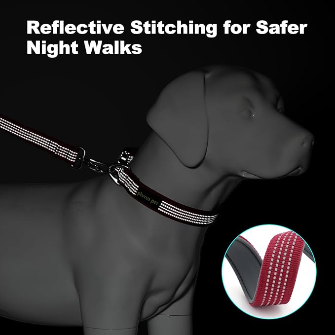 Plutus Pet Reflective Dog Collar with Aviation Aluminum Buckle, Neoprene Padded for Comfort, Lightweight, Heavy Duty Nylon Collar for Puppy Small Medium Large Dogs (Burgundy Red, S)
