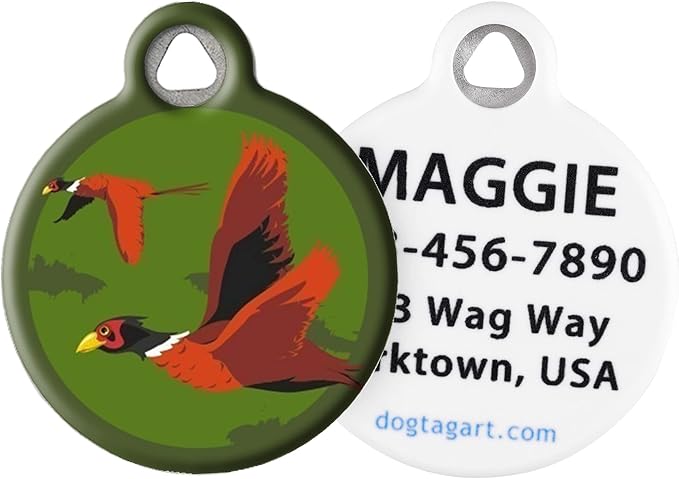 Dog Tag Art Fly Away Lupine Pattern Personalized Pet ID Tag for Dogs and Cats, Silent Polymer Coated Stainless Steel Nametag with Customized Identification Information, Small .875" Diameter
