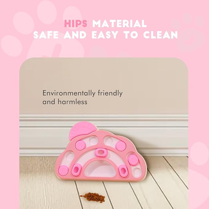 Pet Puzzle Dispensing Slow Feeder Cat Puzzle Toys for IQ Training & Mental Enrichment, Interactive Toys for Small Medium Cats and Dog, Puppy Treat for Fun Feeding Toy (Pink Clouds Shape)