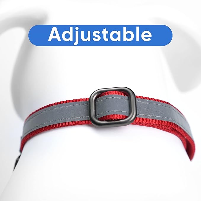 Pawtitas Red Reflective Martingale Dog Collar, Medium