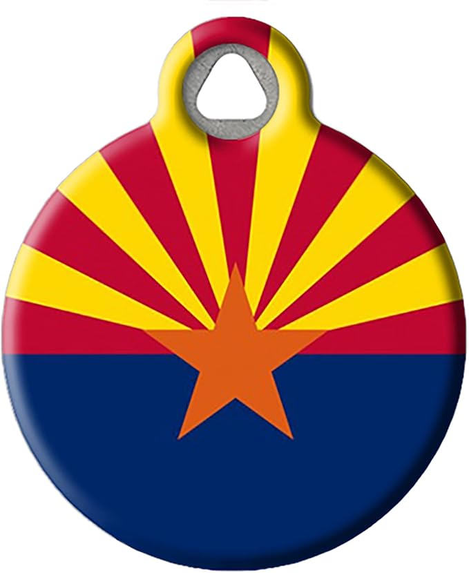 Dog Tag Art Arizona State Flag Personalized Pet ID Tag for Dogs and Cats, Silent Polymer Coated Stainless Steel Arizonan Flag Nametag - Large 1.25" Diameter