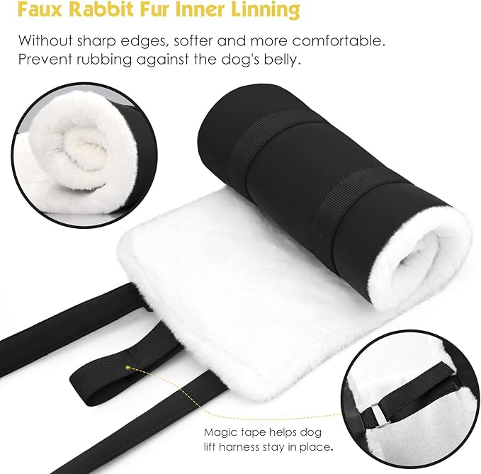 Dog Sling for Back Legs, Dog Lift Harness, Magic Tape Dog Sling for Large Dogs Hind Leg Support, Elderly Dog Lifter, Assist Canie Hip Arthritis K9 Cruciate Ligament Rehabilitation (Small)