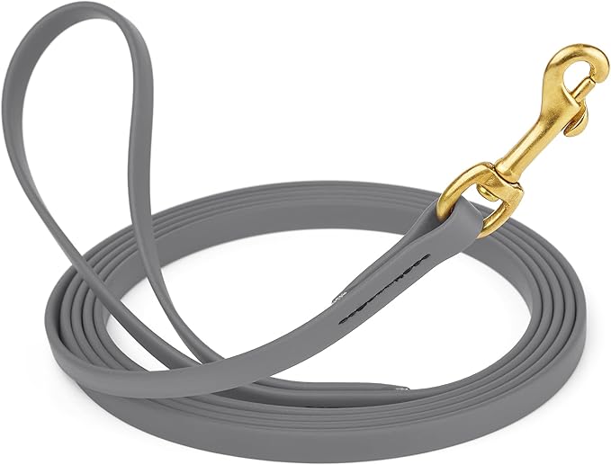 Viper Biothane K9 Working Dog Leash Waterproof Lead for Tracking Training Schutzhund Odor-Proof Long Line with Solid Brass Snap for Puppy Medium and Large Dogs, 33ft Battleship Gray