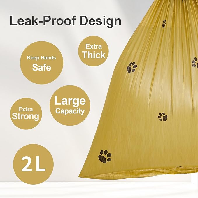 Dog Poop Bags With Dispenser, Strong and Leak-proof Waste Bags for Pets, Floral Scented, 270 Count (18 Packs of 15), 13 Inch x 9 Inch (Khaki)