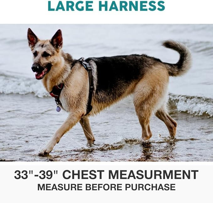 Embark Adventure Dog Harness, Reflective Trim No Pull Dog Harness for Large Dogs - Military Grade Nylon, Front Clip with Gel Lined Handle.