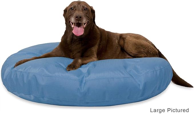 K9 Ballistics Tough Round Nesting Pillow Dog Bed - Removable Cover, Washable, Durable & Water Resistant Indoor/Outdoor Bed - Medium, Obsidian Black