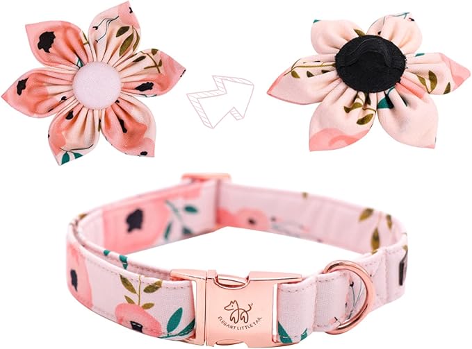 Elegant little tail Flower Girl Dog Collar for Female Dogs, Pet Collar Adjustable Dog Collars with Flower Gift for Small Dogs and Cats