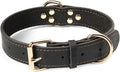 Genuine Leather Dog Collar, Heavy Duty Wide Dog Collar for Small, Medium, Large and Extra Large Dog (XL: 1.4" Wide for 18.6"-25.8" Neck, Single Stitch - Black)