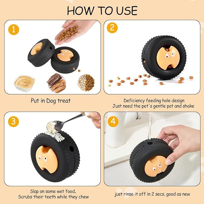 Treat Dispensing Dog Toys, Interactive Dog Puzzle Toys for Boredom Relief & Training, Teeth-Cleaning Chew Toys, Slow Feeders for Small & Medium Dogs