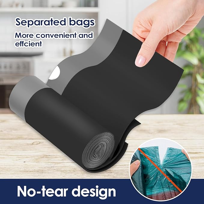 1.3 Gallon 80 Counts Strong Drawstring Trash Bags Garbage Bags by RayPard, 1, 1.2, 1.3 Gal Small Plastic Bags, Trash Can Liners for Home Office Kitchen Bathroom Bedroom, Waste Basket Liners (Black)