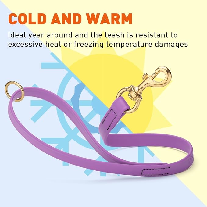 Viper Biothane K9 Working Dog Leash Waterproof Lead for Tracking Training Schutzhund Odor-Proof Long Line with Solid Brass Snap for Puppy Medium and Large Dogs 20in, Amethyst Purple