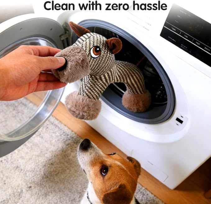 Drkicsy Linen Dog Toys for Aggressive Chewers, Durable Plush Dog Squeak Toys, Indestructible Dogs Chew Toy for Indoor Interactive Play (Gray)