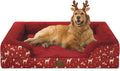 Comfort Expression Orthopedic Dog Bed for Extra Large Dogs 42x30 Inch, Waterproof Egg Crate Foam XL Pet Bed, Gifts for Christmas, Dog Couch with Washable Cover & Non-Slip Bottom, Christmas Red