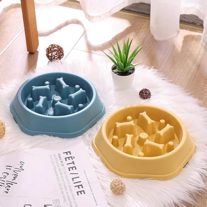 Slow Feed Puzzle Bowl for Dogs – Interactive Anti-Choke Design, Non-Slip & Easy Clean, Ideal for Puppies & Adult Dogs (Yellow)