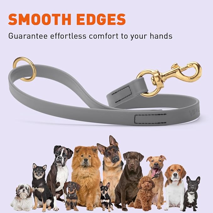Viper Biothane K9 Working Dog Leash Waterproof Lead for Tracking Training Schutzhund Odor-Proof Long Line with Solid Brass Snap for Puppy Medium and Large Dogs 20in, Battleship Gray