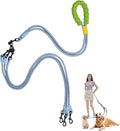 Double Dog Leash No Tangle, Adjustable Split Leads Three Pet Walking Leash with Comfortable Padded Handle for Three Dogs, Hands - Free Three Leashes for Small/Medium Pets (Blue, Three Leashes)